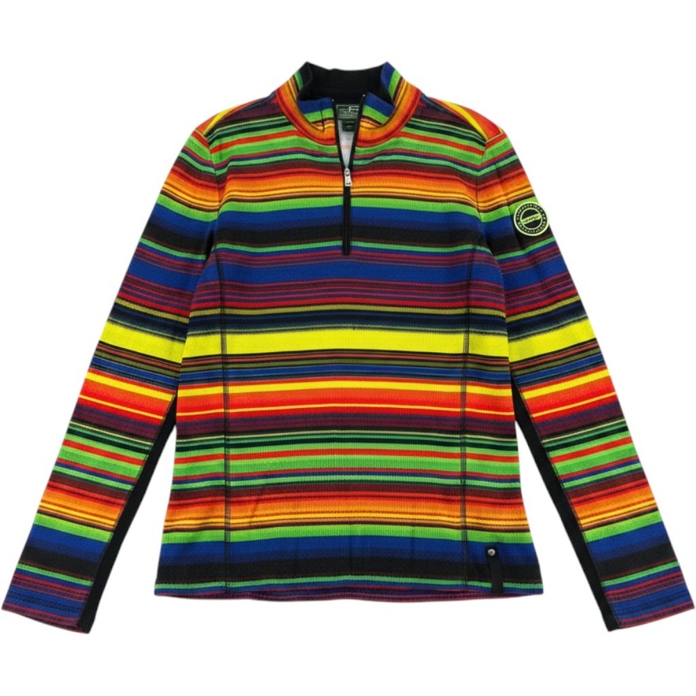 Lauren Active Ralphโ Lauren Pullover Womens L 1/4 Zip Rainbow Stripe Waffle Knit